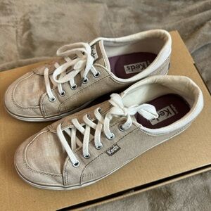 Keds Center II Beige Canvas Lace Up Sneakers Size 6.5